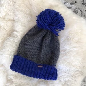 blue and gray free people knit beanie
